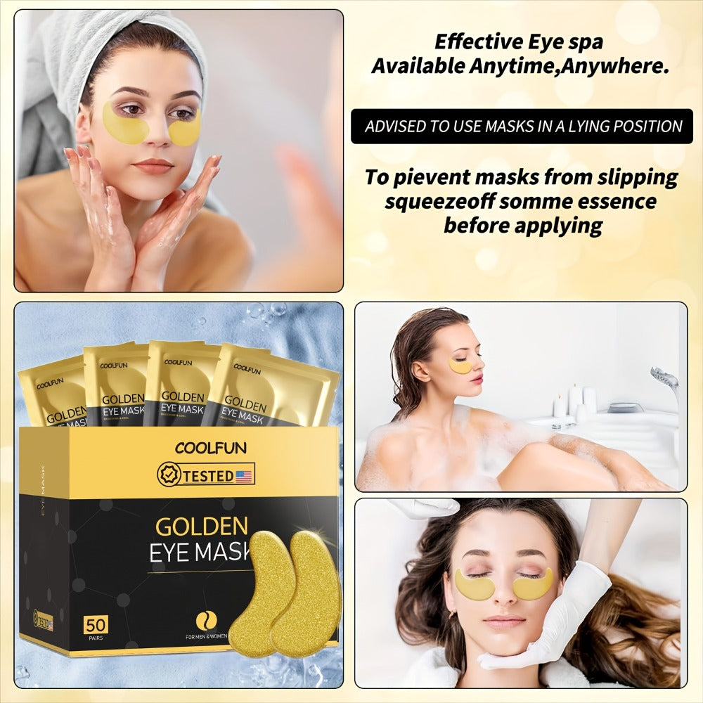 [Hypoallergenic Skincare Gift] 50 Pairs Of Golden Crystal Eye Patches With Collagen, Glycerin And Moisturizing Ingredients To Keep Light Beige Hydrated, Hypoallergenic, Daily Skincare For Men And Women, Gentle Formula, Hypoallergenic, Suitable For All Lig
