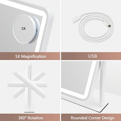 Lighted Makeup Mirror with 5X Magnification, LED Vanity Mirror with 3-Color Adjustable Lighting, Smart Touch Control, Tabletop Illuminated Mirror for Dressing Table & Makeup Desk