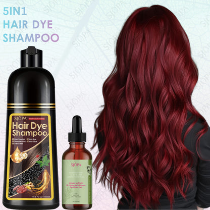 Hair Dye Coloring Shampoo 5-in-1 Upgraded - SJOPA Hibiscus Oil, Squalane & Glycerin, Quick Color & Nourishing, Gentle Skin-Safe, 12 Shades, 16.91oz