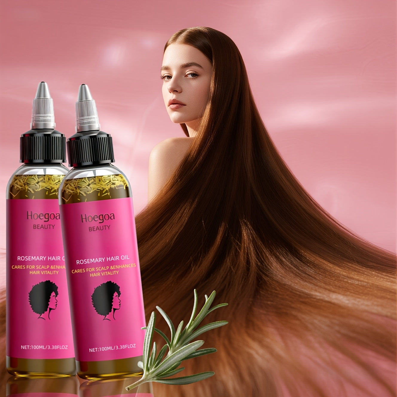 2pcs HOEGOA Rosemary Hair Oil- Natural Rosemary Leaf& Bataana Oil Blend for Hair& Moisturizing, Gentle On Normal Hair, Promotes Healthy Hair, Hair Care, Sleek Bottle Design, Natural Ingredients, Valentines Day Gifts