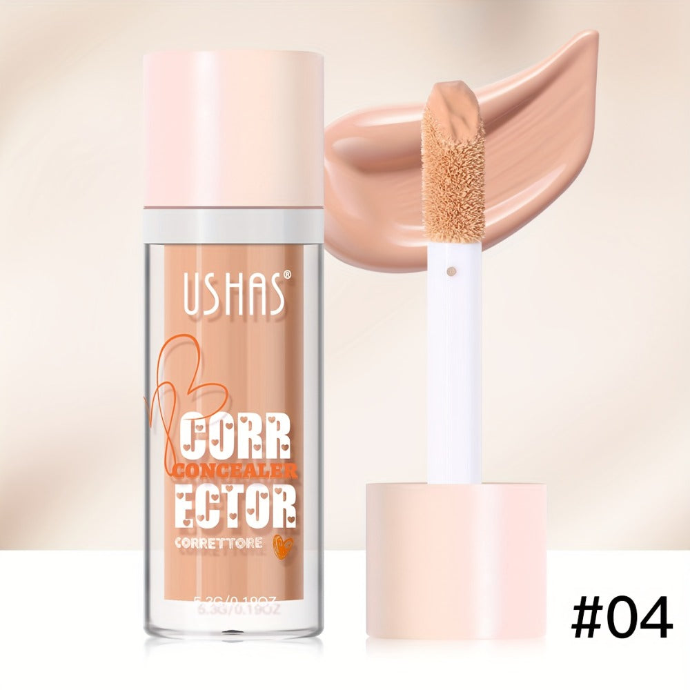 USHAS Liquid Concealer - 12 Shade Range, Full-Coverage Waterproof & Buildable Coverage, Self-Applying Applicator Brush Tip, Long-Lasting Non-Cakey Formula for Sensitive/Combination/Oily Beige - Instantly Cover Dark Circles,, Blemishes
