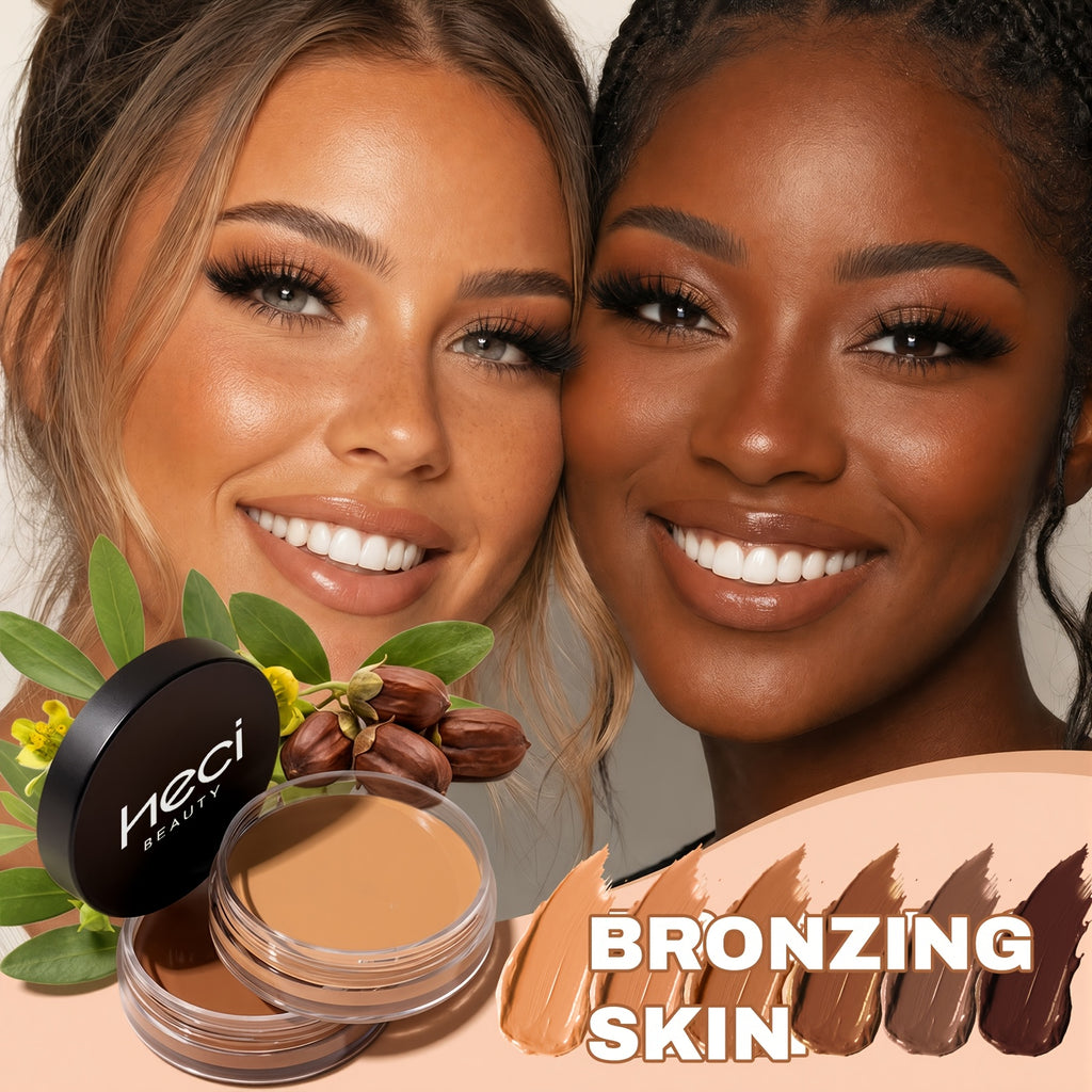 Matte Velvet Foundation Cream (for Medium to Dark), Nourishing Non-Caking Foundation-Full Coverage, Long Lasting Controls Oil & Waterproof, Pore-less, Smudge-proof, Not Easy to Remove, 0.7oz BIG Volume Flawless Cream Bronzer Makeup
