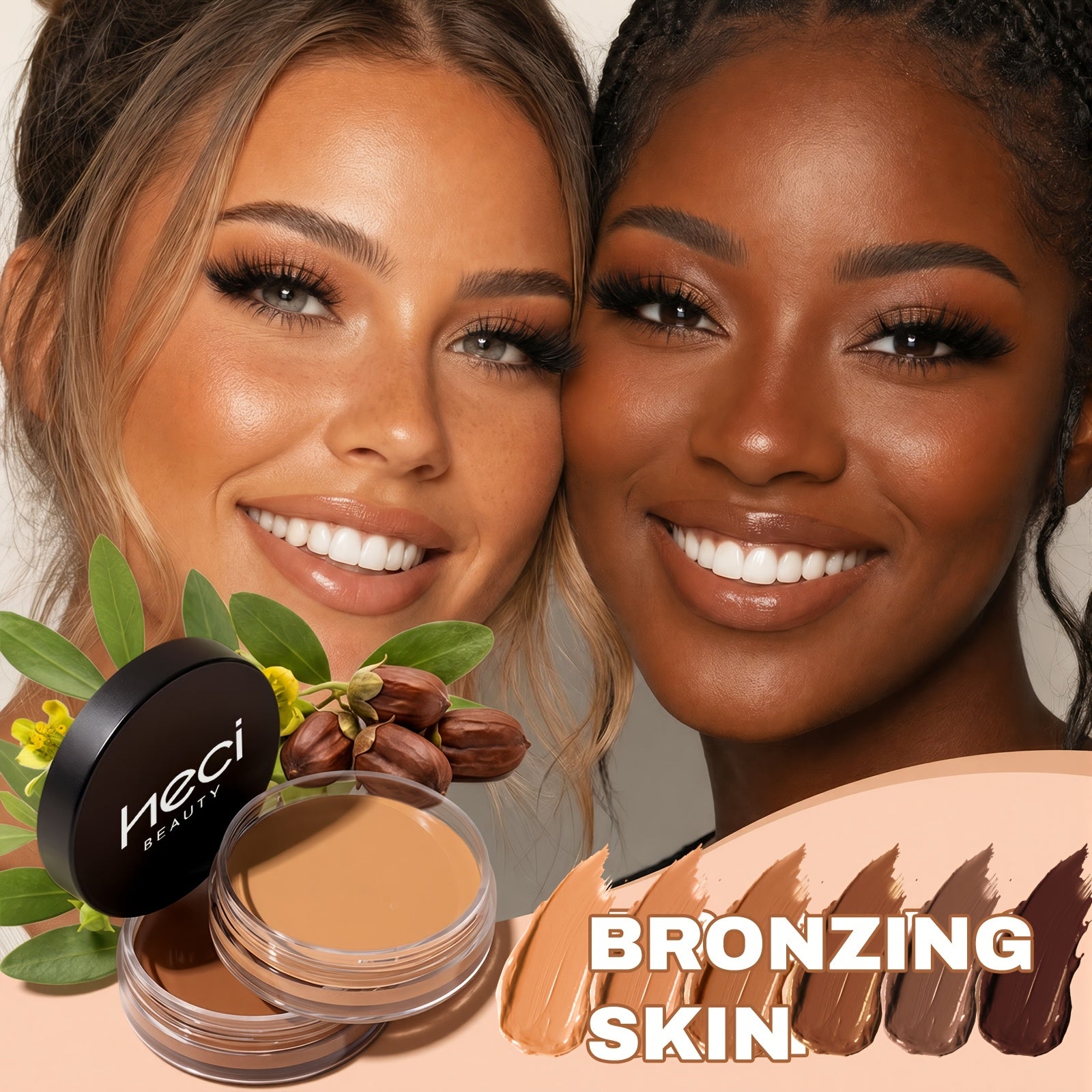 Matte Velvet Foundation Cream (for Medium to Dark), Nourishing Non-Caking Foundation-Full Coverage, Long Lasting Controls Oil & Waterproof, Pore-less, Smudge-proof, Not Easy to Remove, 0.7oz BIG Volume Flawless Cream Bronzer Makeup