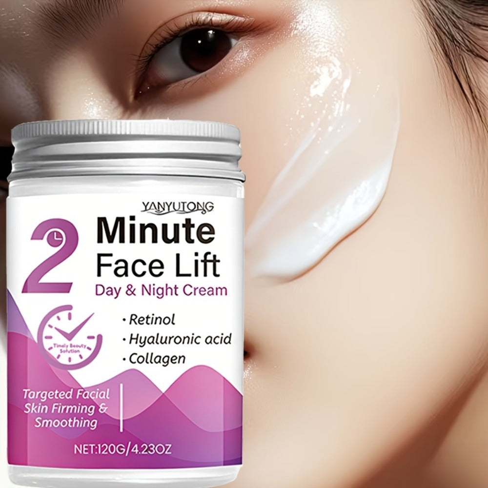 2-Minute Facial Lifting Day And Night Cream, Containing Hyaluronic Acid, Collagen Quick Moisturizing Cream, Suitable for All Skin Tones, 2-Minute Firming And Smoothing