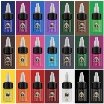 Tattoo Ink Set 14 & 21 Colors 0.5oz Per Bottle — Vibrant Long-Lasting Pigment Kit for All Tattoo Styles, Body Art & Permanent Makeup, Beginners & Professional Artists