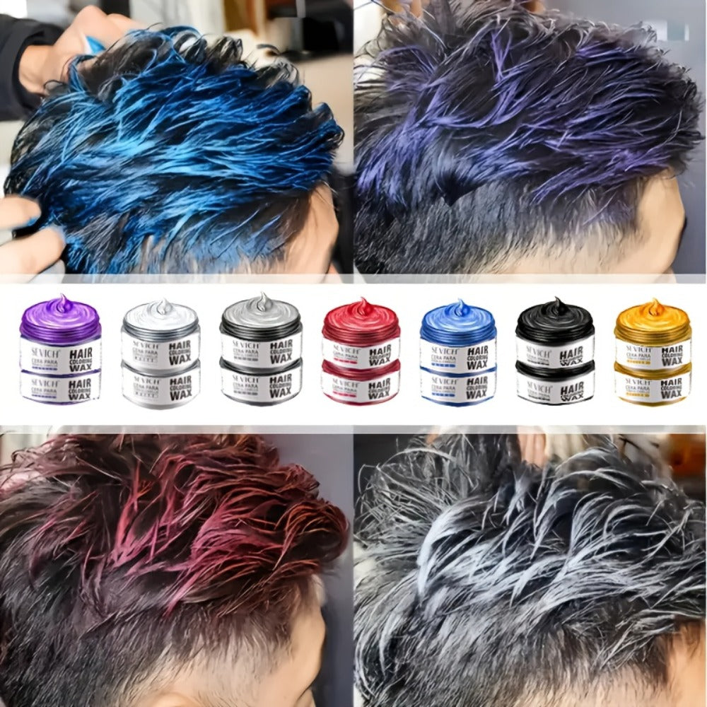 Hair Color Wax Temporary - Instant Hair Dye Wax for Parties Cosplay Festivals - Strong Hold Styling Wax with Vibrant Color for All Hair Types Men Women Kids
