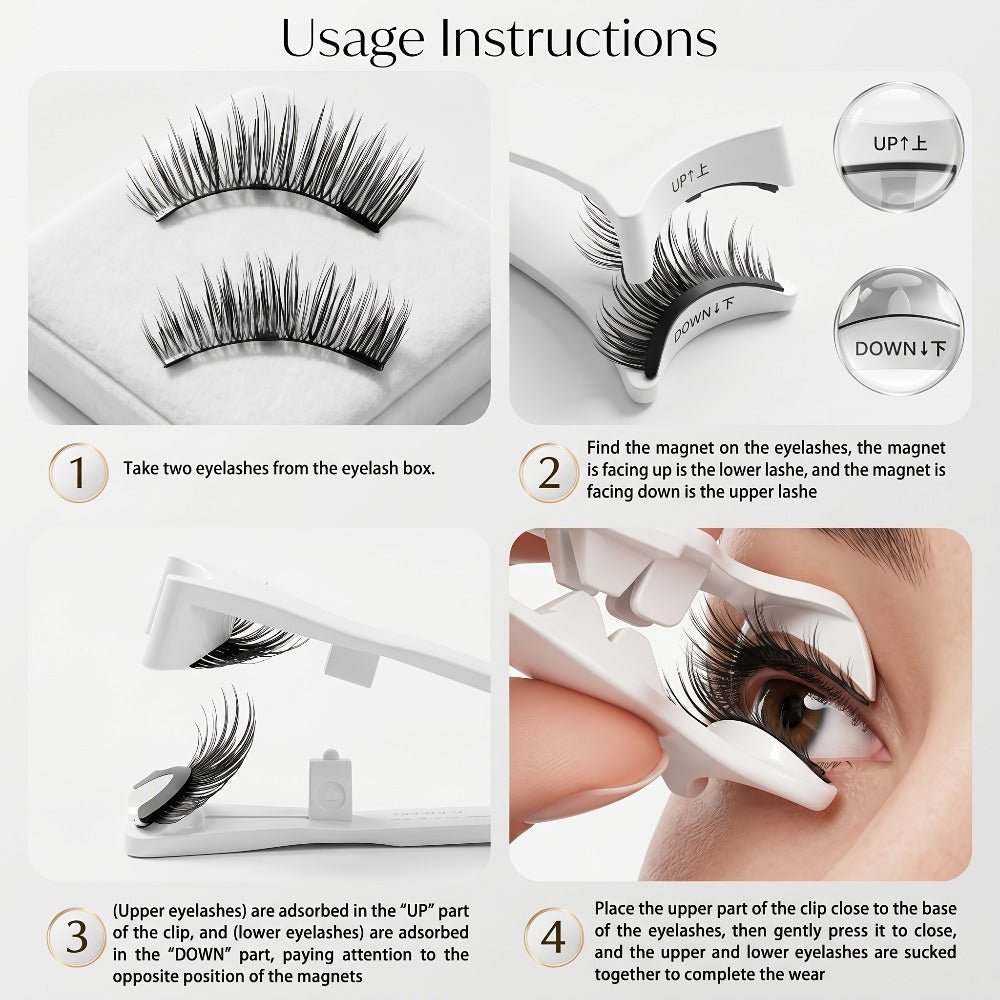 Local Repository Magnetic Eyelashes - Magnetic False Eyelashes Set, Glue-Free, Black/Pink Options with Applicator, Reusable & Waterproof Cat Eye Style, Ideal for Daily Wear/Parties/Valentine's Day Gifts, Must-Have for Women's Makeup