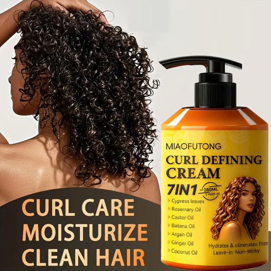 [New Arrival]9.47oz Curl Cream with 7-in-1 Hair Oil - Infused with Biota Essence, Rosemary Oil, Castor Oil, Babassu Oil, Argan Oil, Ginger Oil & Coconut Oil. Deep Moisture, Radiant Shine, Long-Lasting Voluminous Style. Perfect for Waves