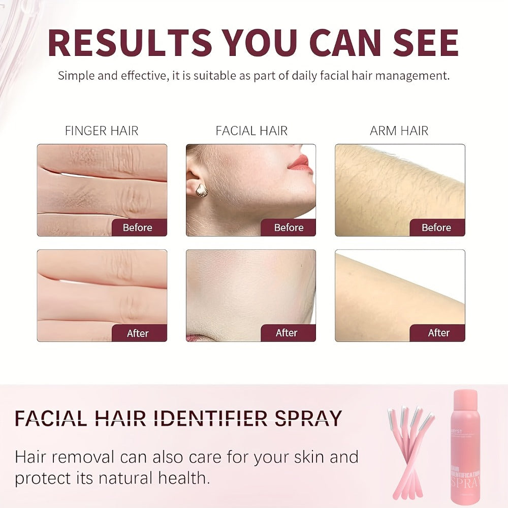 Facial Hair Removal Spray Squalane Conditioning Shaving Spray Alcohol Free Uniform Spray Head Face Body Moisturizing Pale Beige with Razor Blades Set