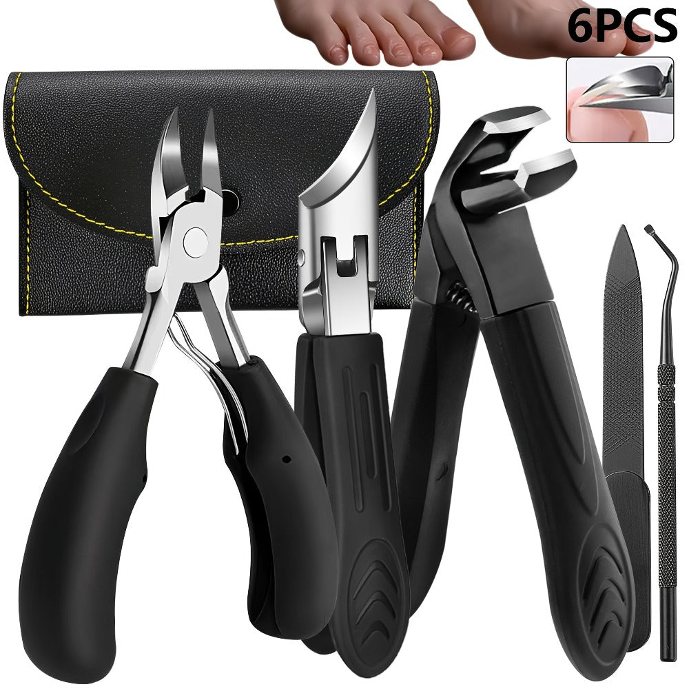 6pcs Set of Nail Clippers for Thick Toenails, Toenail Clippers for Ingrown Nails, Ultra-Wide Slanted-Nail Clippers, Heavy-Duty Ingrown Toenail Clippers, Toenail Lifters, Nail File, Large Nail Cutter for Men And Seniors