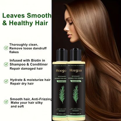 Rosemary Shampoo 2-Pack - Rosemary Extract Vitamin C Vitamin E & Keratin Formula, Deep Cleansing Moisturizing Strengthening Hair Care, Smooth Shiny Frizz-Free Results for Women & Men, Holiday Gift Set