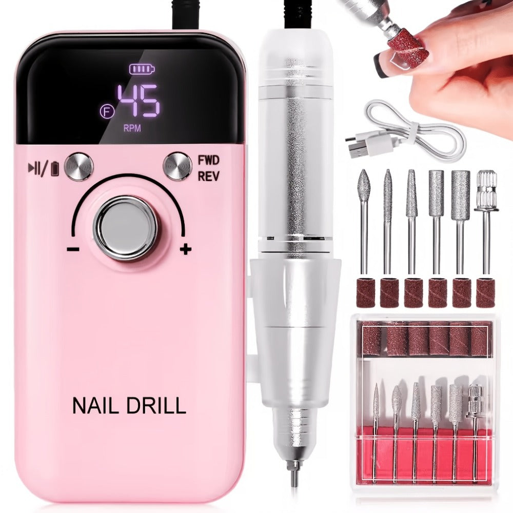Professional E- for nail Drill 45000 RPM Rechargeable Electric for nail File Kit Portable&Low Noise for nail Drill Manicure Pedicure Tools Polishing Set With for nail Drill Bits Sanding Bands For Nail Salon&Perfect Holiday Gifts For Women