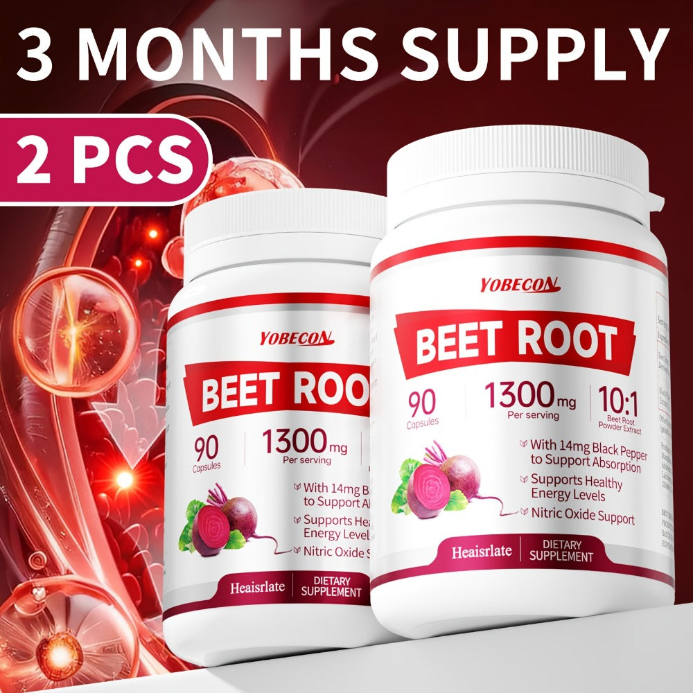 [Natural Nitric Oxide] 1/2/3 Bottles Beet Root Capsules-1300Mg High Strength Per Serving-Plant-Based Formula for Blood Flow, Intestinal Digestion, & Circulation Support-Local Warehouse Vitamins And Supplements, Vegetarian Capsules