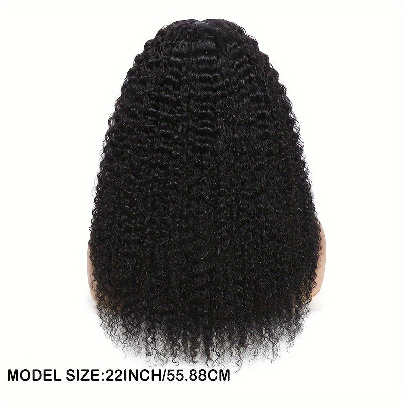 Kinky Curly Lace Front Wig Human Hair Brazilian Remy 4x4x1 Lace Closure 180% Density Natural Color Pre Plucked for Black Women 12-22 Inch