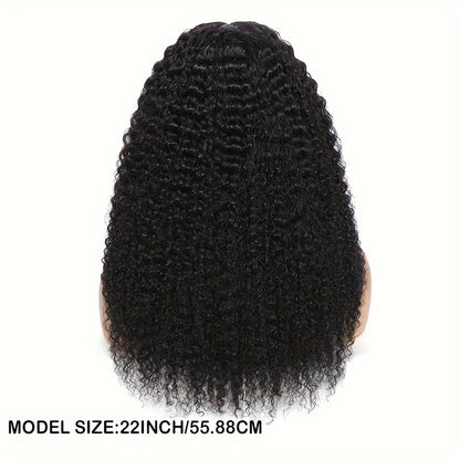 Kinky Curly Lace Front Wig Human Hair Brazilian Remy 4x4x1 Lace Closure 180% Density Natural Color Pre Plucked for Black Women 12-22 Inch