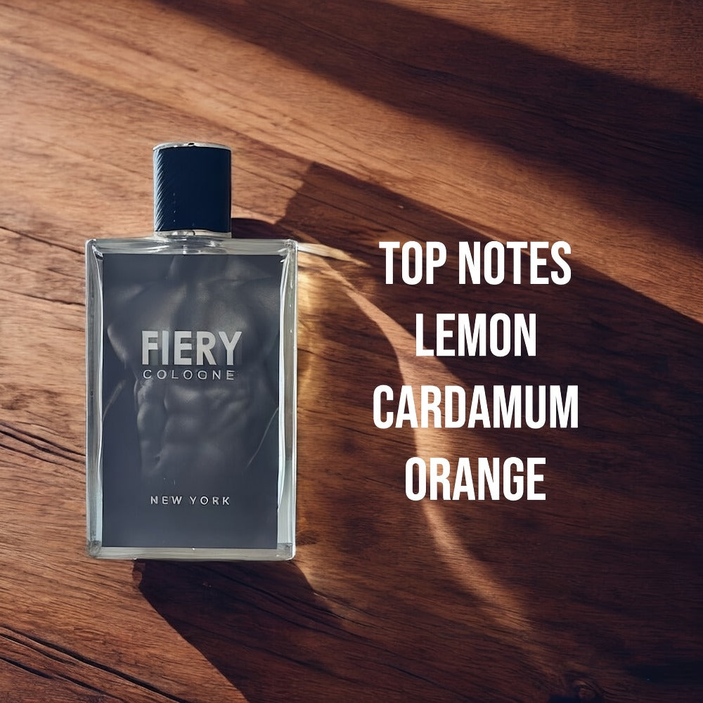 Fiery New York Men's Cologne Eau de Parfum Spray - Long Lasting Bold Citrus Spice Scent with Lemon Orange Cardamom - Mens Perfume for Daily Wear Dates & Gifting