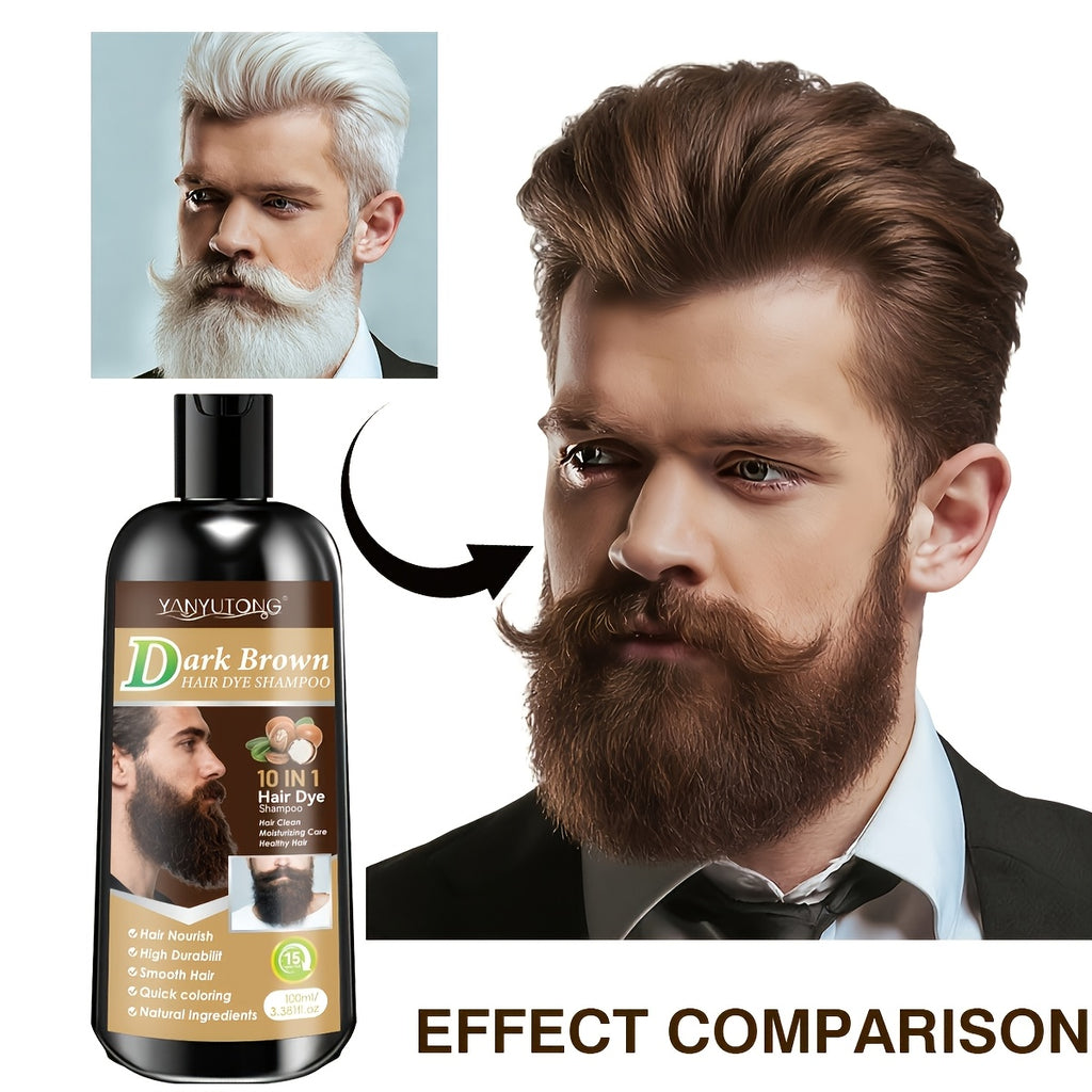 Shampoo for Beard And Hair Coloring | Made with Natural Plant Dyes, Soft on The Scalp, Quick Gray Coverage - Available in 3 Shades (Black, Dark Brown, Chestnut Brown) | Perfect Present for Halloween, Christmas, And Valentine'S Day