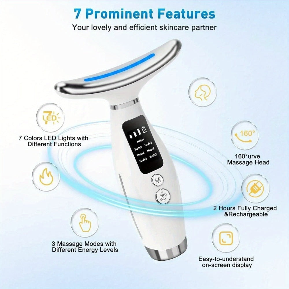7-in-1 Facial and Neck Beauty Device, Multifunctional Rechargeable Face & Neck Massager - Perfect Gift for Women & s, Christmas Present, Neck And Face Lifting Massager, Face Massager, Face Massager for Women