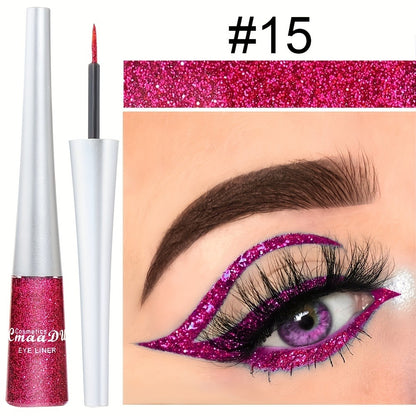 Glitter Liquid Eyeliner Set 16 Colors Sparkling Eye Liner Kit Waterproof Long Lasting Party Stage Festival Makeup Beauty Tool
