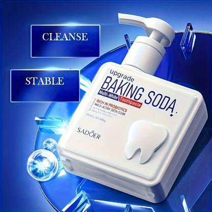 Probiotic Baking Soda Toothpaste with Pump Dispenser, 300g Large Capacity Household Toothpaste for Deep Cleaning, Whitening & Fresh Breath, Family-Size Paste for Daily Oral Care, Brightening Formula