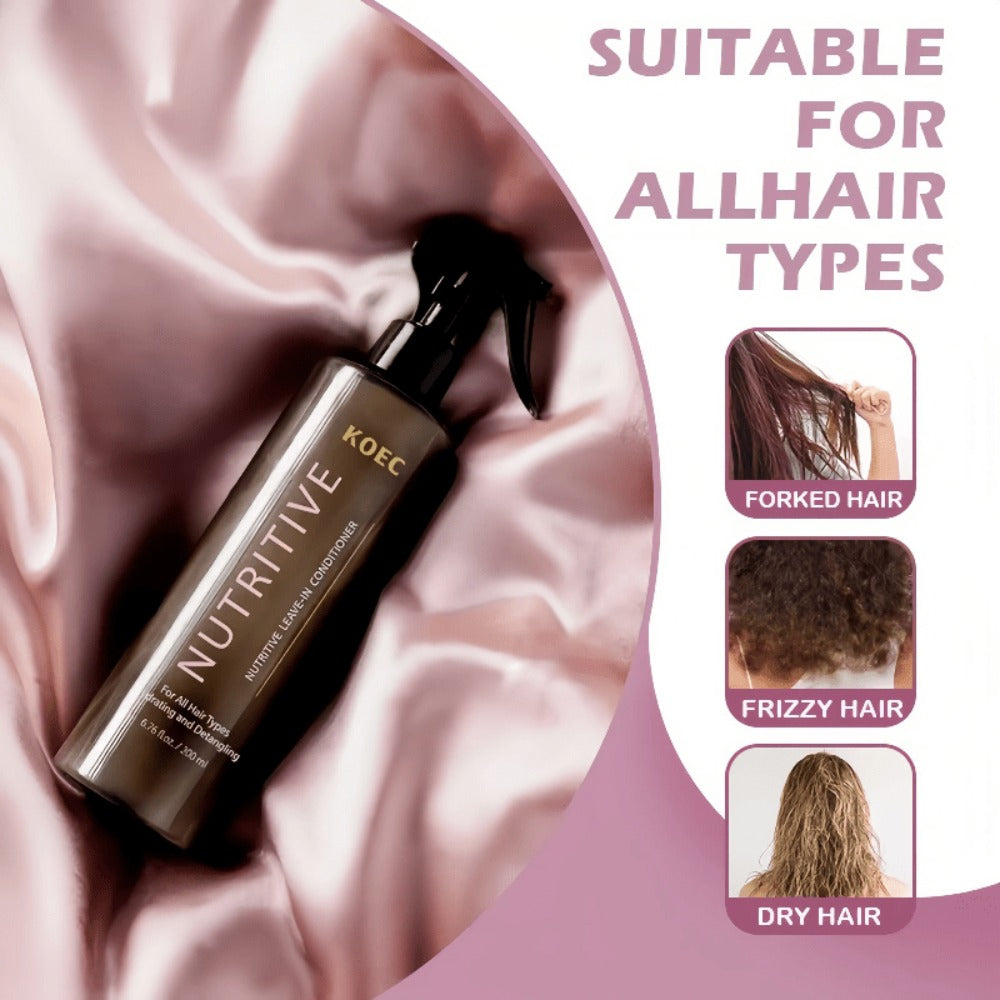 Leave-In Conditioner with Hydrolyzed Keratin & Biotin — Anti-Frizz Detangler, Argan Oil & Plant Extracts, Repairs Split Ends & Breakage, Color-Safe for Curly, Dry & Damaged Hair, 6.76 oz
