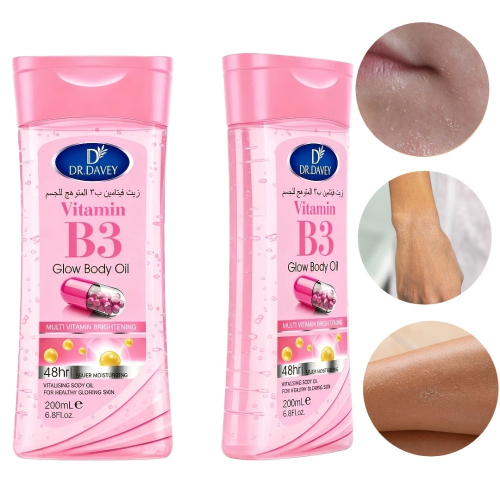 2pcs Vitamin B3 Skin Body Oil- Hypoallergenic, One Bottle Can Take Care Of The Entire Body Including Hair, Body And Nails. Light Texture, Non-greasy, Easy to Absorb, Multi-functional, Home Essential, Gift for Mom, Mother's Day Gift