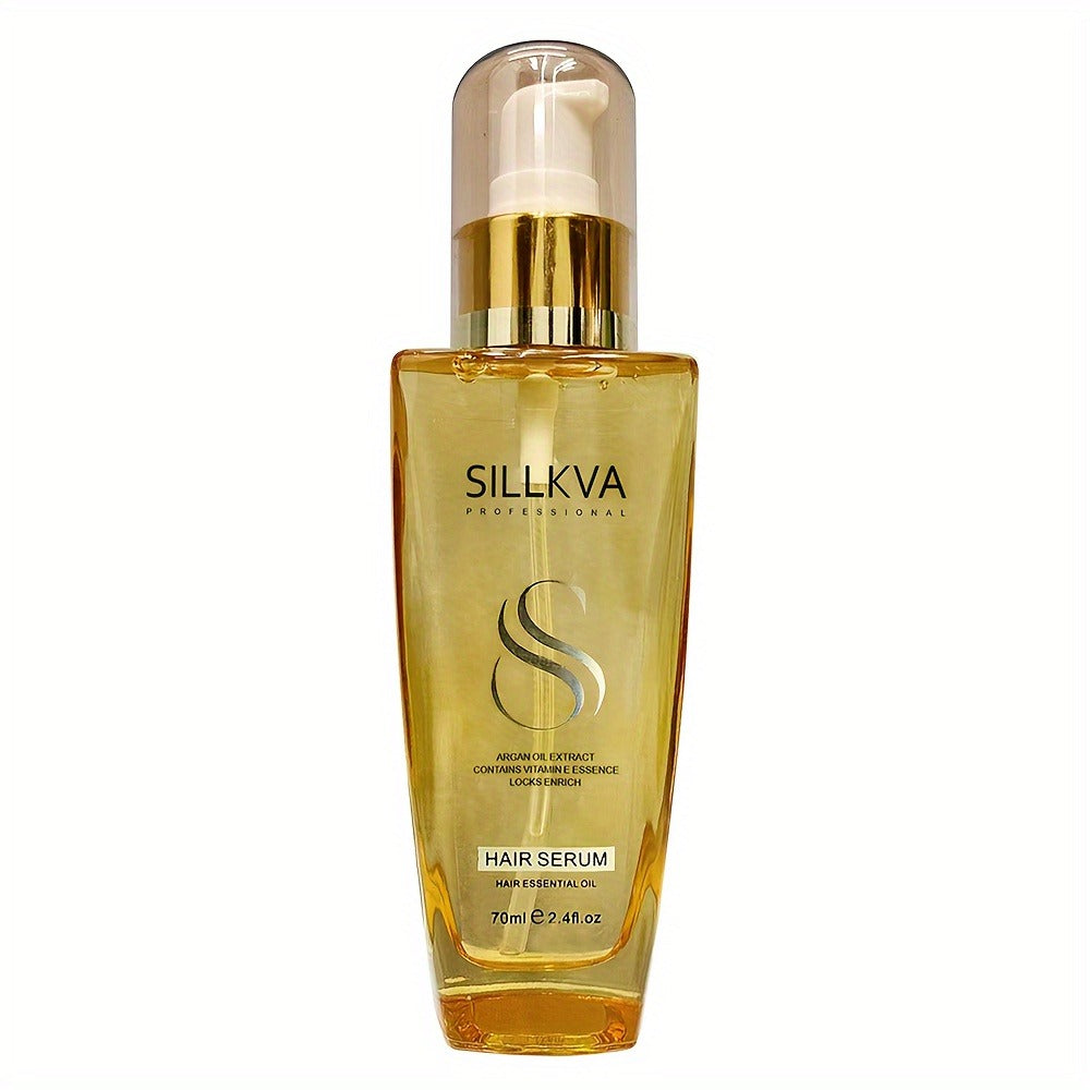 Frizz Control Argan Oil Hair Serum SILLKVA - Flyaway Tamer & Smoothing Treatment for Dry Damaged Hair, Moisturizing Lightweight Liquid Leave-In Serum for Women & Men All Hair Types