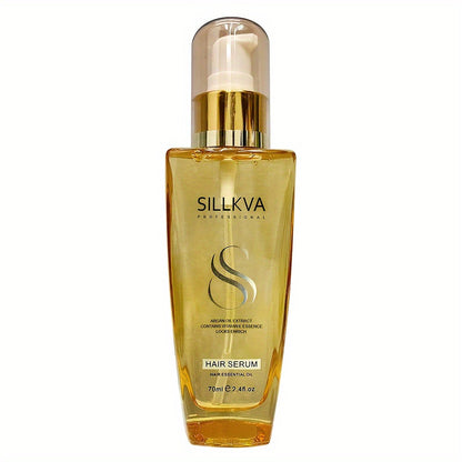 Frizz Control Argan Oil Hair Serum SILLKVA - Flyaway Tamer & Smoothing Treatment for Dry Damaged Hair, Moisturizing Lightweight Liquid Leave-In Serum for Women & Men All Hair Types