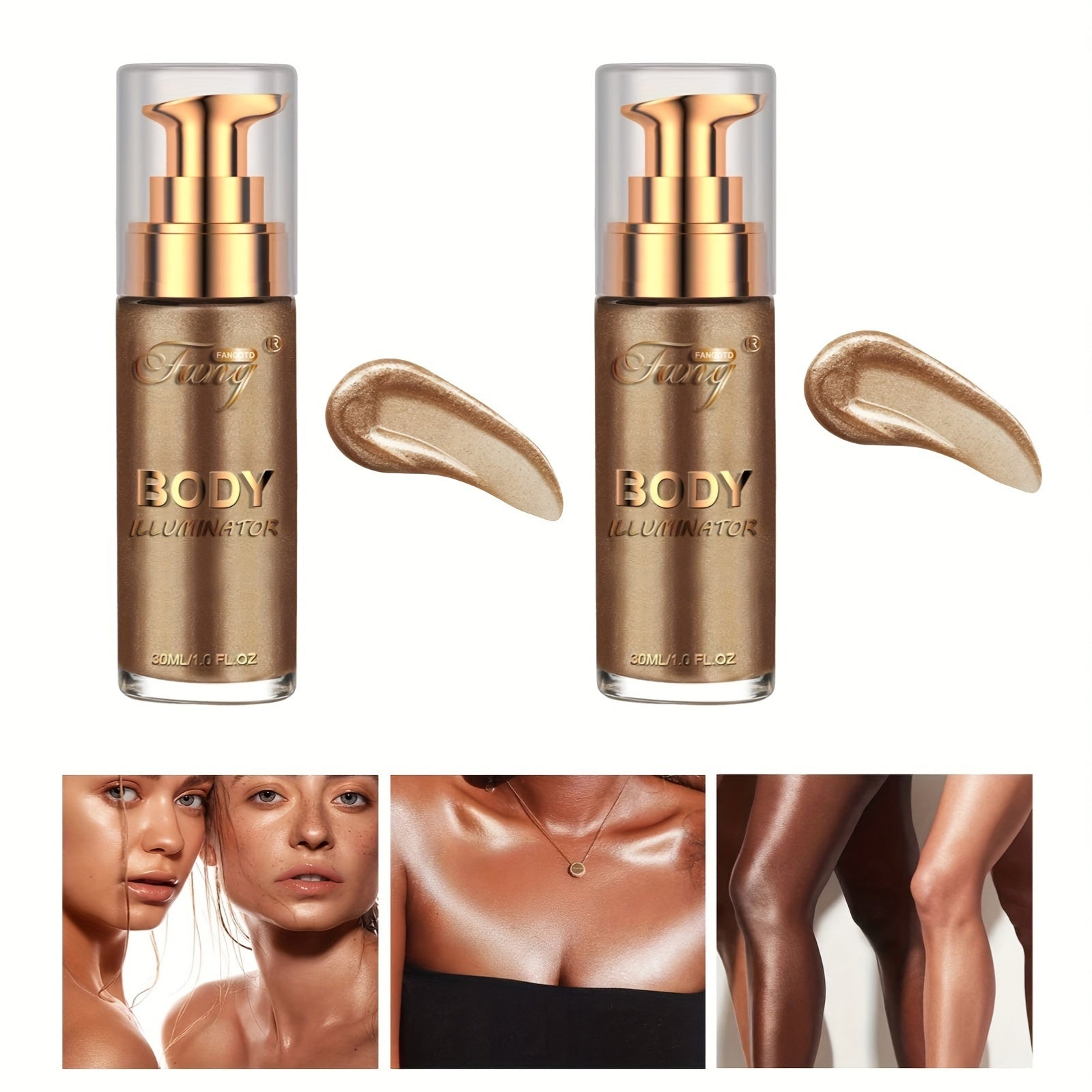 Set of Two Liquid Luminizers That Provide a Moisturizing Shimmer for Both Face And Body, Perfect for Summer Makeup As an All-In-One Highlighter