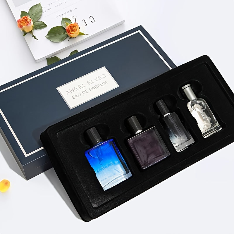A Set Of 4 Men'S Light Perfume Spray Gift Box, Long-lasting Fragrance, 4 Different Scents, Very Suitable For Festival Gifts, Dates, Daily Life, Parties, Valentine'S Day And Other Festivals.