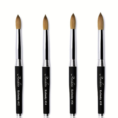 Kolinsky Acrylic Nail Art Brush Round Head 100% Pure Kolinsky Black Metal Handle Professional Manicure Nail Extension Brush Size 12 14 16 18