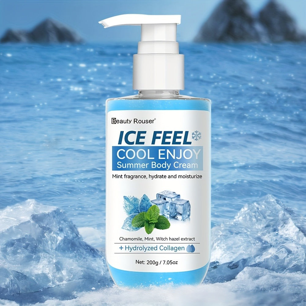 Cooling Body Cream with Mint Extract & Hydrolyzed Collagen - Hydrating Moisturizer for Dry Rough Skin Non-Greasy Lightweight Hypoallergenic Formula for All Skin Types Unisex