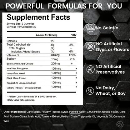 Male Enhancement Gummies with Zinc Maca Root Shilajit 60 Count Blueberry Flavor – Men's Vitality Stamina Drive Energy Booster Fast Acting Daily Supplement Rock Hard Performance