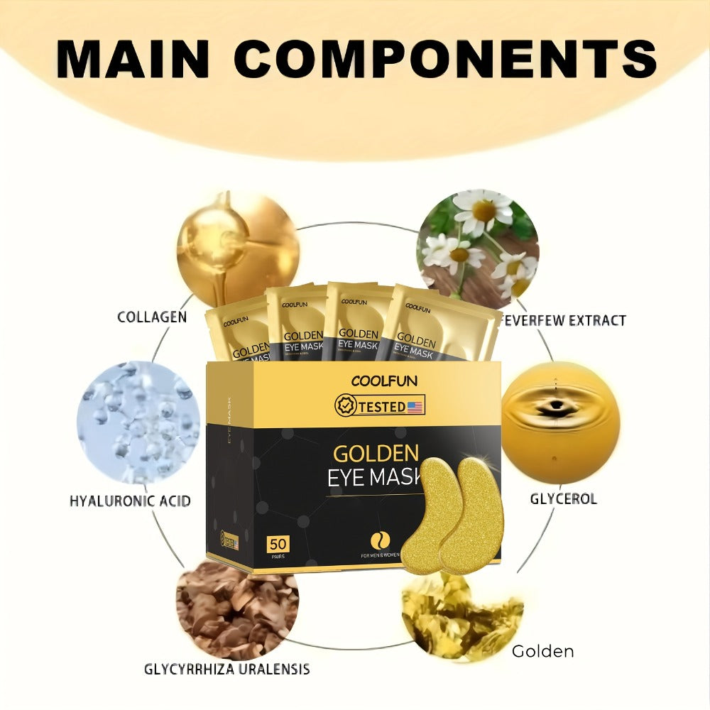 [Hypoallergenic Skincare Gift] 50 Pairs Of Golden Crystal Eye Patches With Collagen, Glycerin And Moisturizing Ingredients To Keep Light Beige Hydrated, Hypoallergenic, Daily Skincare For Men And Women, Gentle Formula, Hypoallergenic, Suitable For All Lig