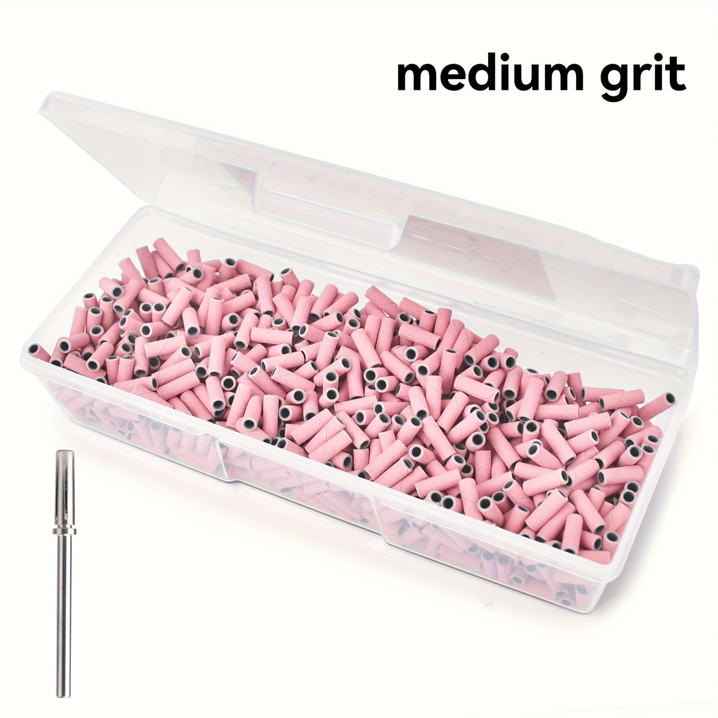 Nail Sanding Bands 1000 Pack with Mandrel Bit – Coarse Medium Fine Grit 3mm Nail Drill Bits for Acrylic Removal, Natural Nail Filing & Smoothing – Professional Manicure Pedicure Salon Nail Care Tools