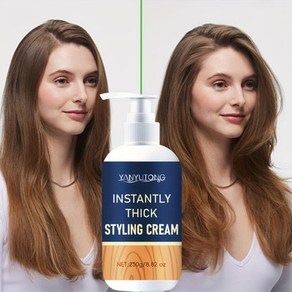 Hair Thickening Cream for Men & Women - Instant Volume & Fluffiness Boost, Lightweight Non-Greasy Formula, Plant-Based Squalane & Rosemary, Moisturizing Styling Cream for All Hair Types, 250g