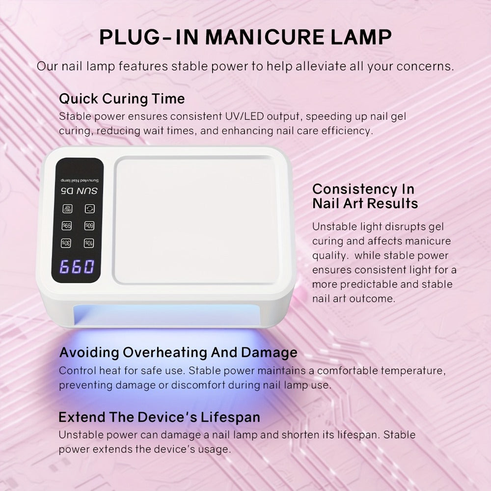 LED Nail Lamp for Two Hands, Not Rechargeable Gel Lamp Professional Nail Light Dryer with Removable Plate 2in 1 Blue & Red Light 4 Timers Auto Sensor Fast for Home & Salon DIY Manicure