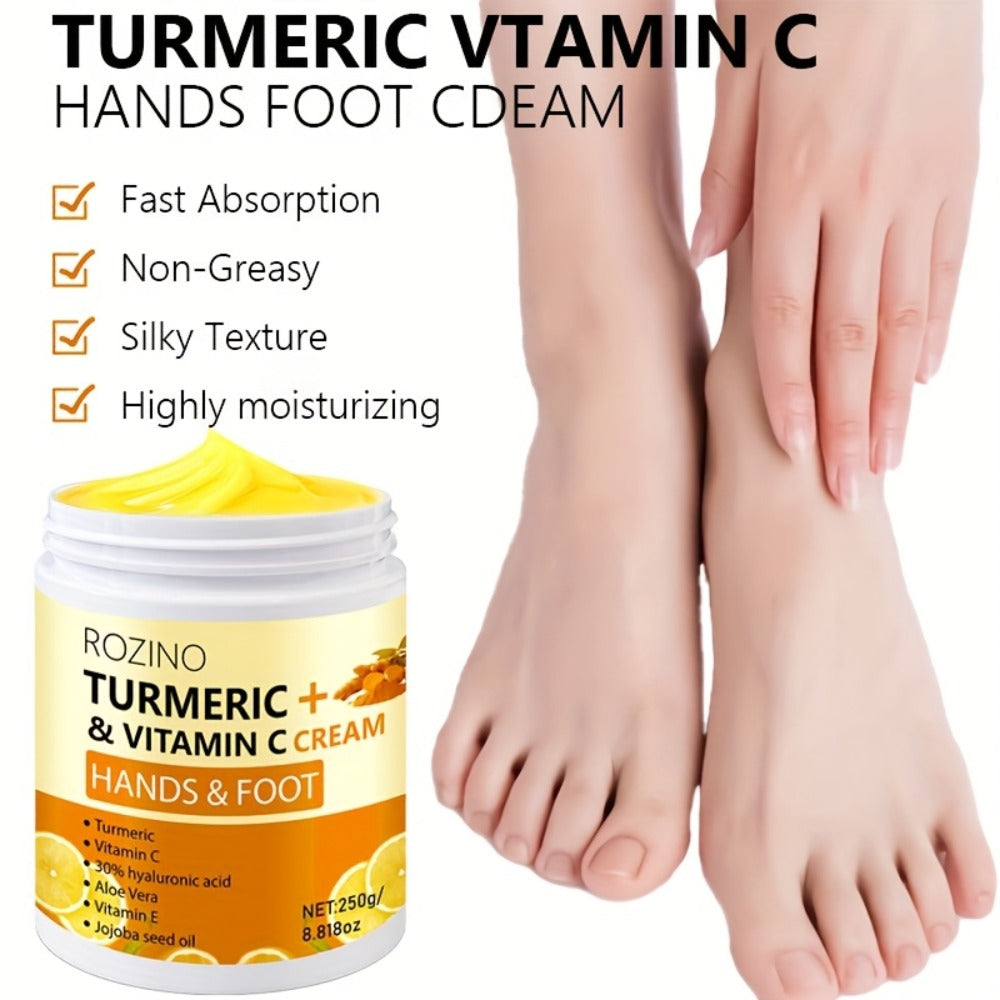250g Turmeric Dry And Cracked Hand Foot Care Cream-Anti-Crack Cracking Cream Highly Hydrate Moisturize Light Beige, Light Beige Can Be Used On Dry Areas Such As Hands The Back Of Feet, Ankles Elbows Etc.suitable for Dry And Cracked Light Beige