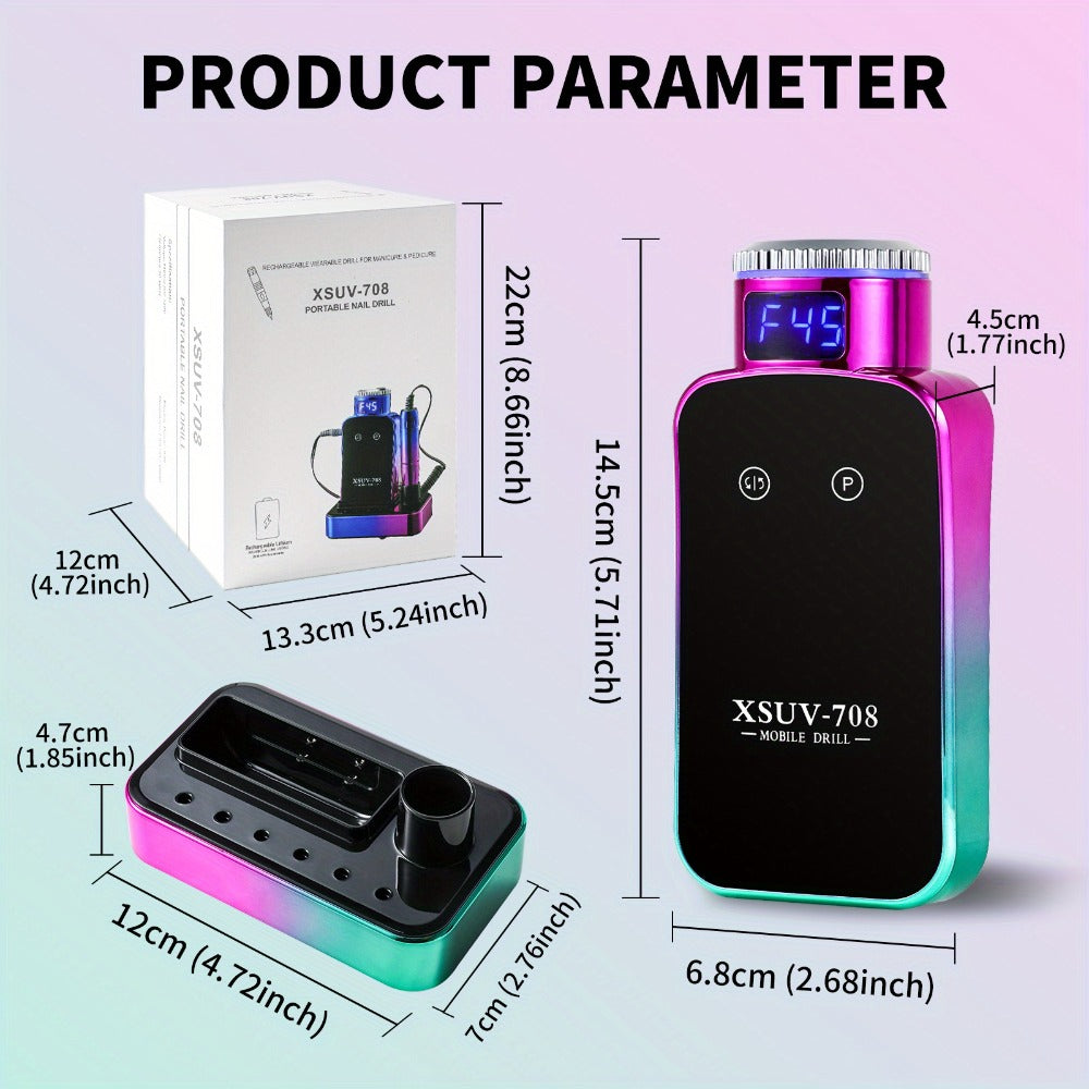 Electric Nail Drill Machine, 45000RPM Professional Nail File Cordless Rechargeable Nail Efile for Acrylic Gel Nails, Manicure Pedicure Polishing Shape Tools for Salon Home Use- Nail Drill