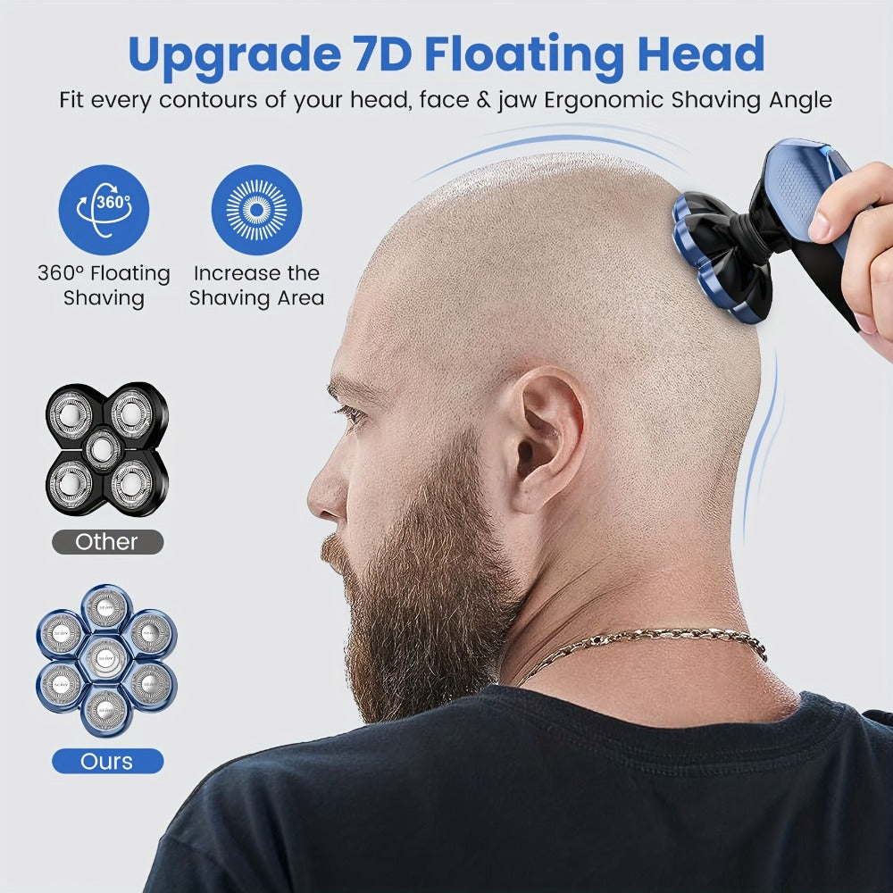Sejoy 7D Electric Shaver For Bald Men, Upgraded 7 Floating Head, With Nose Hair Trimmer, Facial Cleaning Brush1.5H Fast Charging Travel Lock, Best Gift