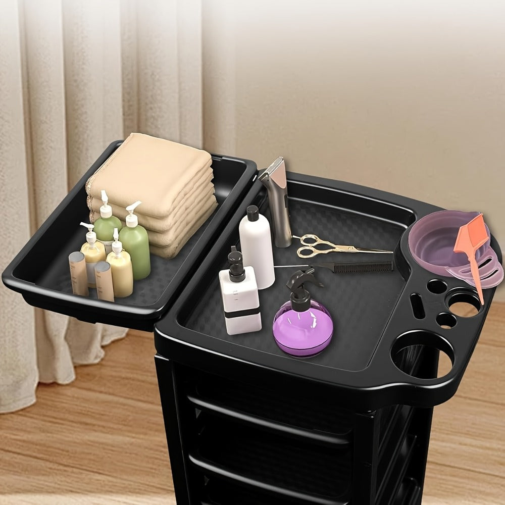 Salon Trolley with 5 Drawers and 4 Wheels, Stylist Trolley, Beauty Storage Rack, Suitable for Hairdressers and Barbers