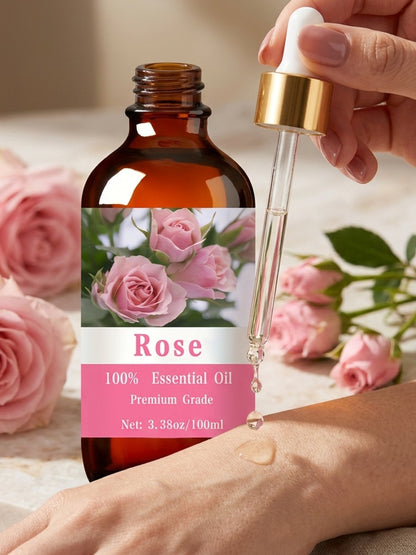 Rose Essential Oil 100ml – 100% Pure Care Grade | Skin, Hair & Nail Care | Moisturizing Massage Oil for Men & Women | Aromatherapy, Meditation & Relaxation | Perfect Gift