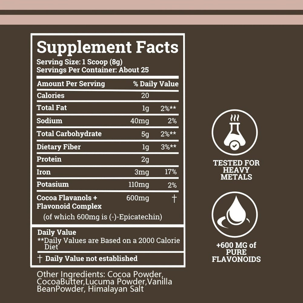 Cocoa Flavanols & Flavonoids | High Flavanol Cocoa Powder-1200mg Per Serving, Epicatechin, Unsweetened Cocoa Powder With Rich Dark Chocolate Flavor, Perfect For Baking, Coffee, Instant Drinks &Smoothies-Intensely Rich Flavor Cacao Powder-Cheap Items