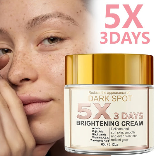 Newly Updated Version [Brightening Cream]5X&3-Day BrighteningCream: The Appearance Of, Moisturizes, Quickly Brightens, Evens Light Beige, Dullness, Leaves Skin Looking Smoother &More Refined. Contains Kojic Acid, Vitamin C, Arbutin, & Niacinamide.