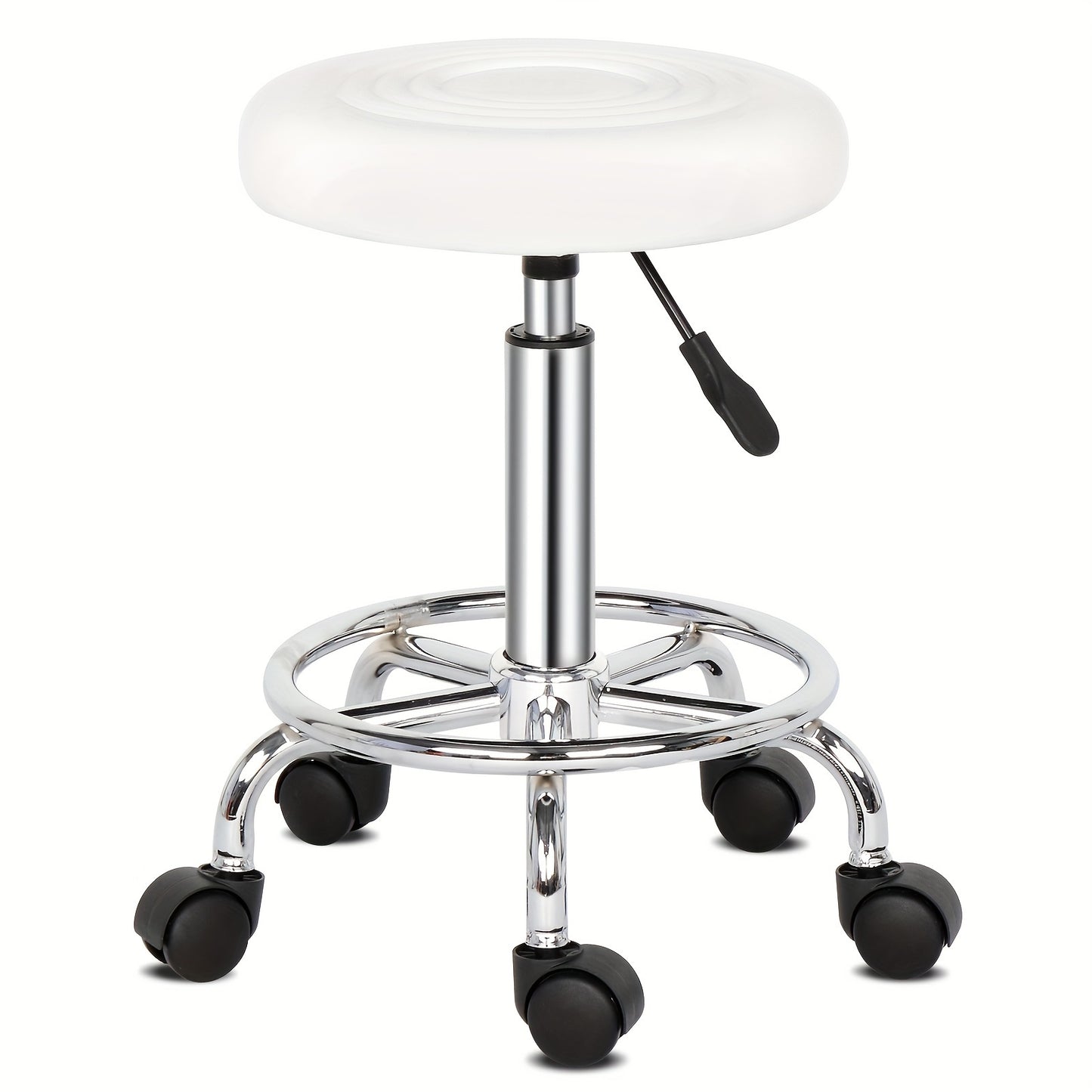 360° Swivel Bar Stool Round Padded Seat with Chrome Base – Adjustable Height Salon & Kitchen Counter Stool, Black or White, 13"x24"