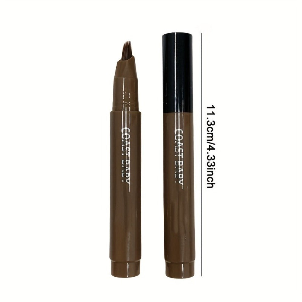 Eyebrow Pencil Set 4 Pack Multi-Fork Tip Waterproof Hair Stroke Brow Pen - Smudge-Proof Long-Lasting Microblading Effect Hairline Filler for Sparse Brows Beginner-Friendly 4 Colors
