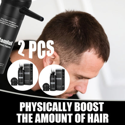 Hair Volumizing Fibers 2-in-1 Kit 30g x 2pcs - Adglamful Instant Volume for Sparse Hair, Fills Part Lines & Hairlines, Men & Women, Black & Dark Brown