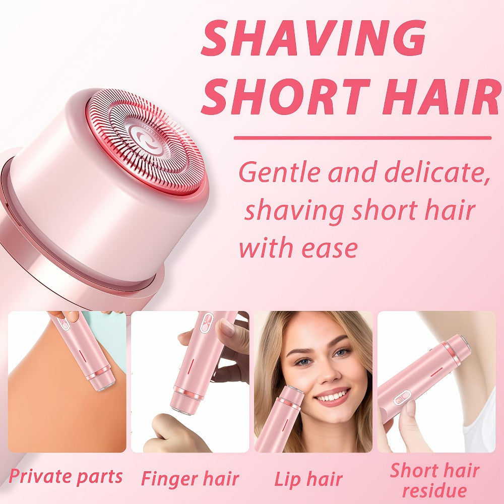 2in 1 Pink Dual Head Bikini Trimmer Women Electric Shaver, IPX7 Waterproof Wet & Dry Use Body Hair Trimmer and Facial Hair Remover for Bikini Underarm Leg Arm Body Face
