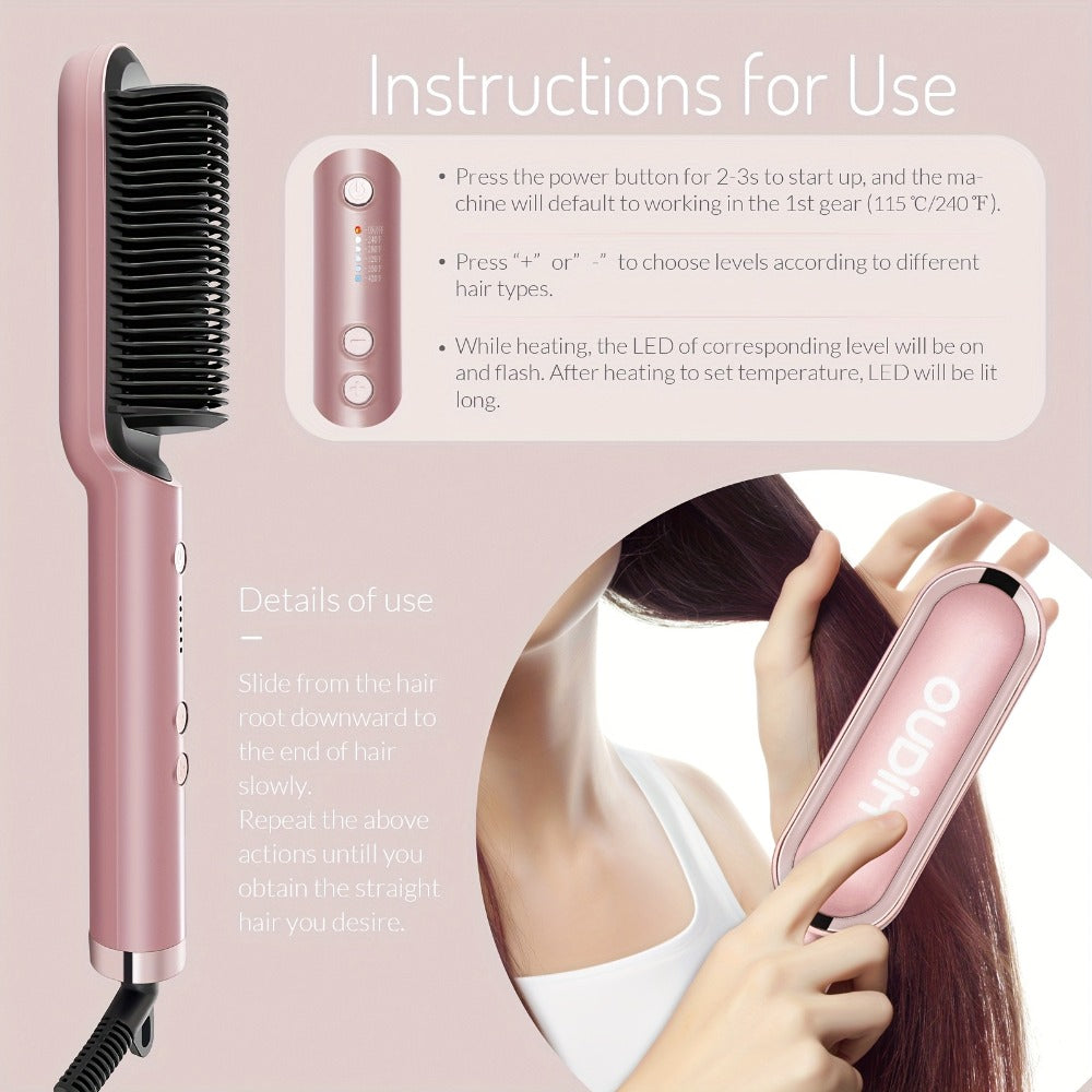 Straightening Comb And Curling Iron Set, Hair Curler, Hair Straightening Brush Flat Iron for Women, Anti-Scald, Quick, Precise Temperature Control, Auto Shuts Off, Suitable for Home, Office And Travel, Gifts for Birthday, Wow Hair Products