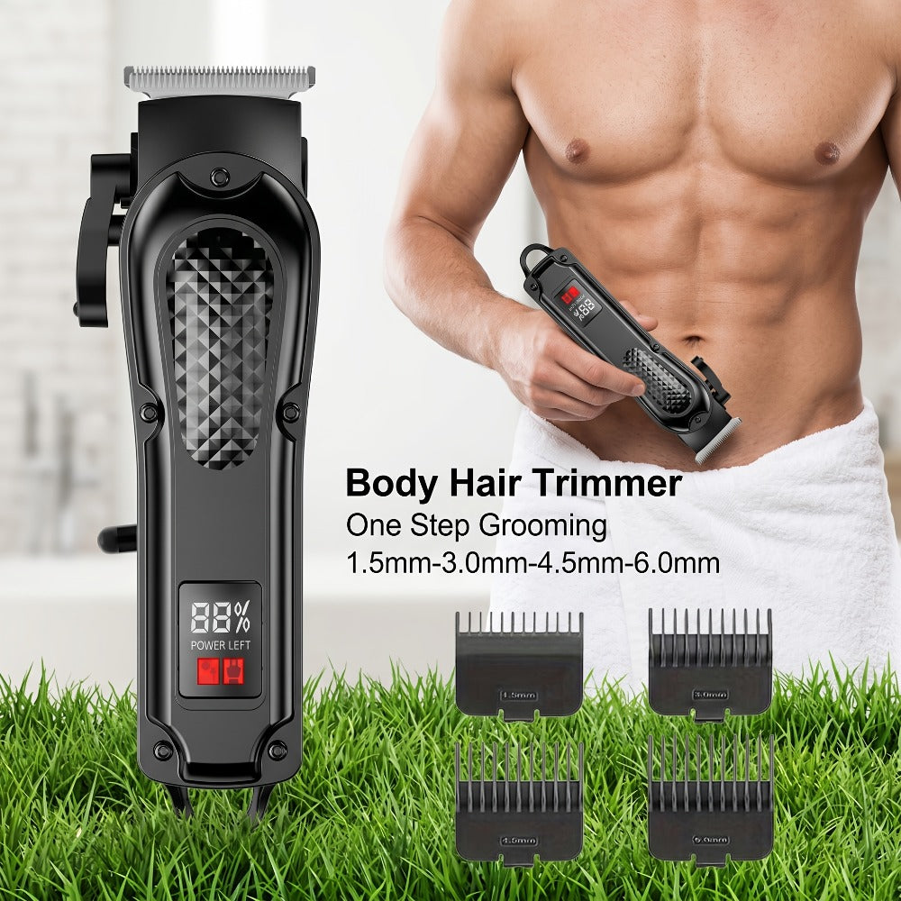 Men's Grooming Set 2pcs - Electric Hair Clipper & Detail Trimmer with USB Charging, LCD Display, Professional Hair Cutting Kit for Men, Ideal Gift for Father, Husband & Boyfriend